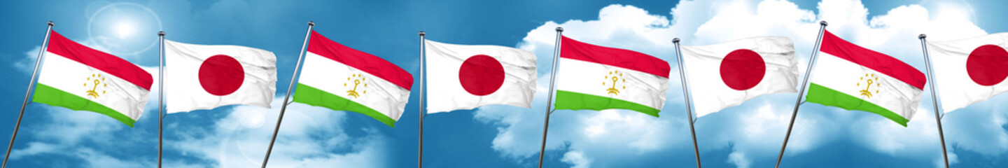 Tajikistan flag with Japan flag, 3D rendering