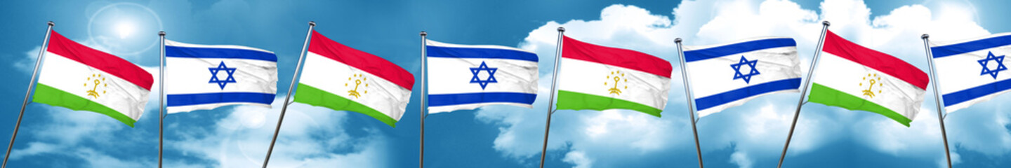 Tajikistan flag with Israel flag, 3D rendering