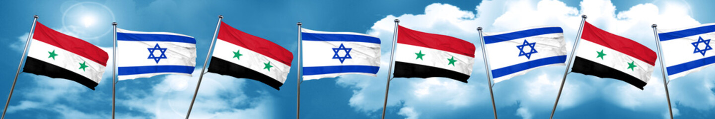 Fototapeta na wymiar Syria flag with Israel flag, 3D rendering