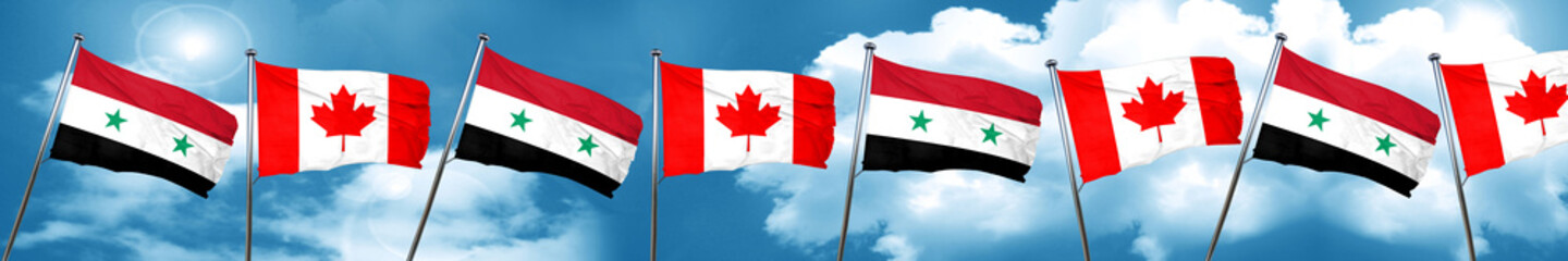 Naklejka na ściany i meble Syria flag with Canada flag, 3D rendering