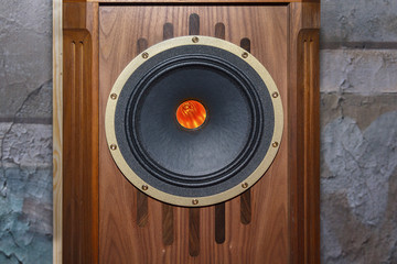 Acoustic speaker on the equipment in vindazhnom style close-up