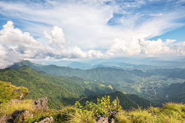 Beautiful landscape high mountain of the Phi Pan Nam Range from view point on Phu Chi Fa Forest...