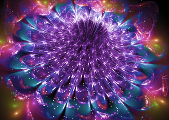 Fractal Shining Dahlia Flower  -  Fractal Art - 3D image