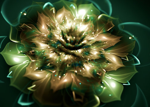 Fractal Shining Dahlia Flower  -  Fractal Art - 3D image