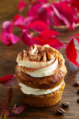 Cupcakes tiramisu with coffee syrup.