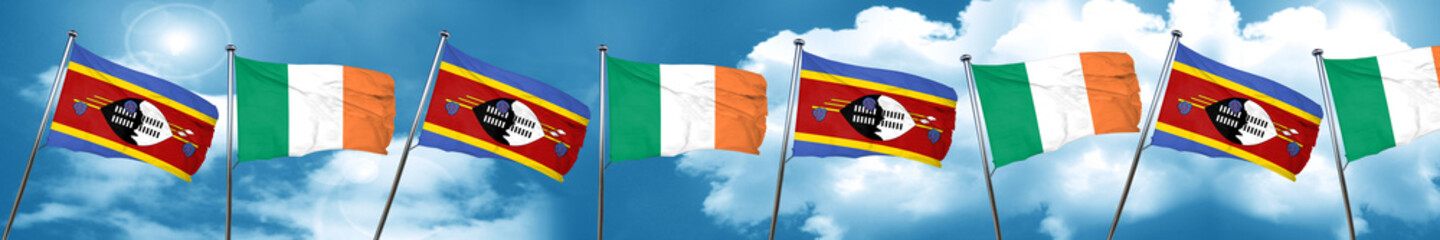Swaziland flag with Ireland flag, 3D rendering