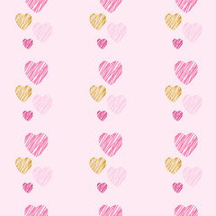 Hand drawn hearts seamless pattern. 