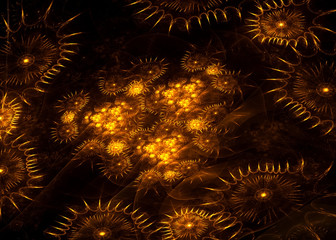 Wide Abstract SteamPunk  Background - Fractal Art