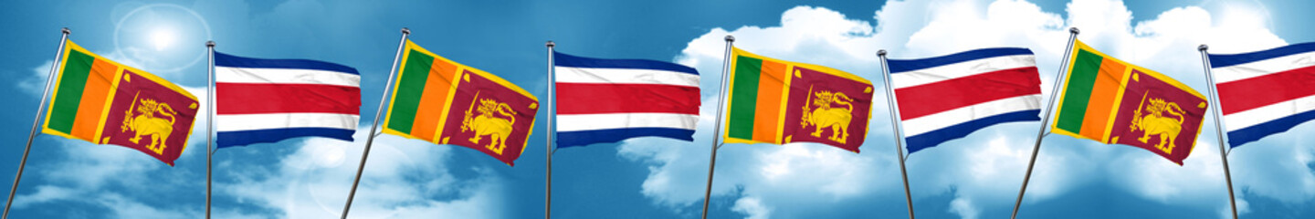 Sri lanka flag with Costa Rica flag, 3D rendering