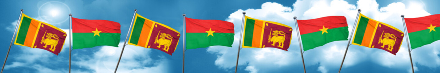 Sri lanka flag with Burkina Faso flag, 3D rendering