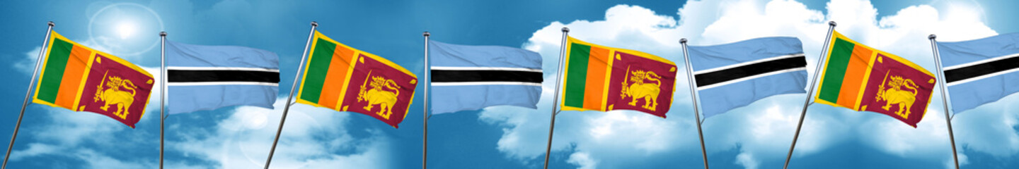 Sri lanka flag with Botswana flag, 3D rendering