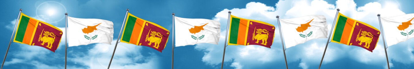 Sri lanka flag with Cyprus flag, 3D rendering