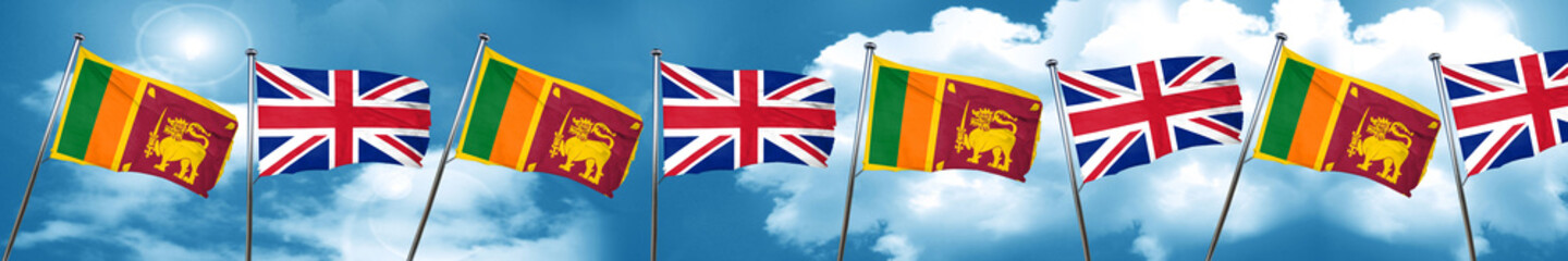 Sri lanka flag with Great Britain flag, 3D rendering