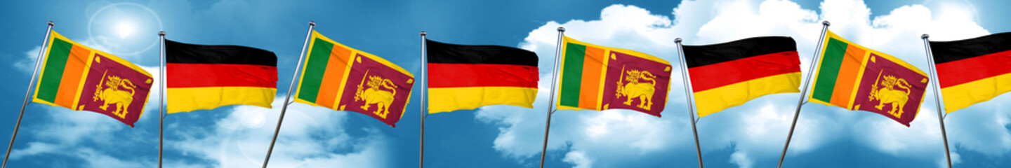 Sri lanka flag with Germany flag, 3D rendering