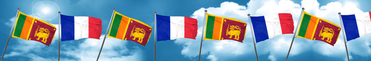 Sri lanka flag with France flag, 3D rendering