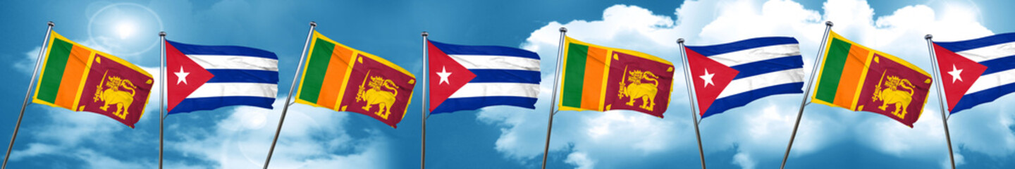 Sri lanka flag with cuba flag, 3D rendering