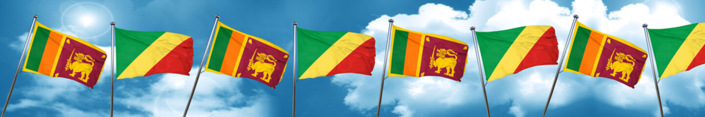 Sri lanka flag with congo flag, 3D rendering