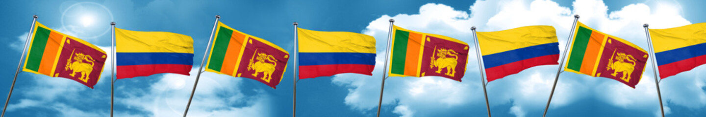 Sri lanka flag with Colombia flag, 3D rendering