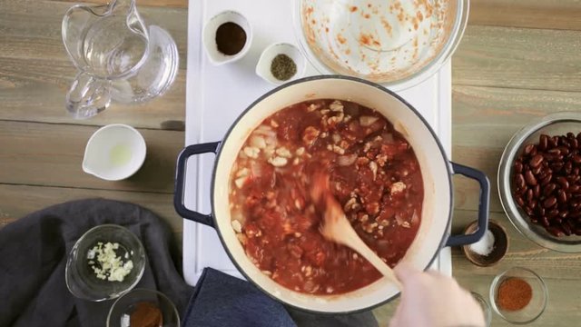 Step by step. Cooking homemade turkey chili for dinner