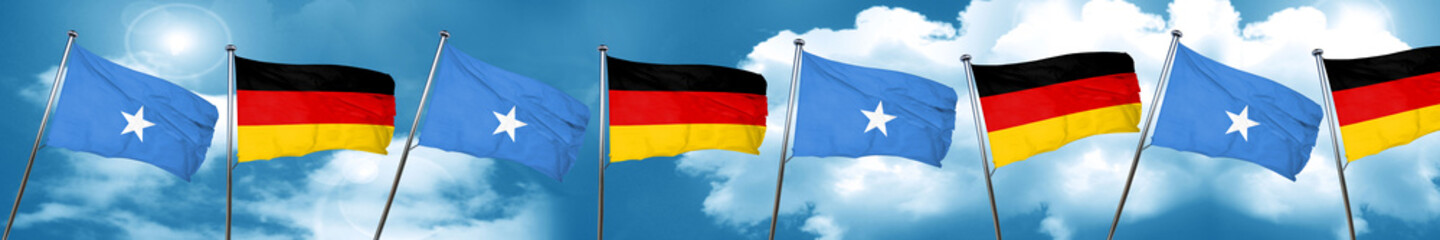 Somalia flag with Germany flag, 3D rendering