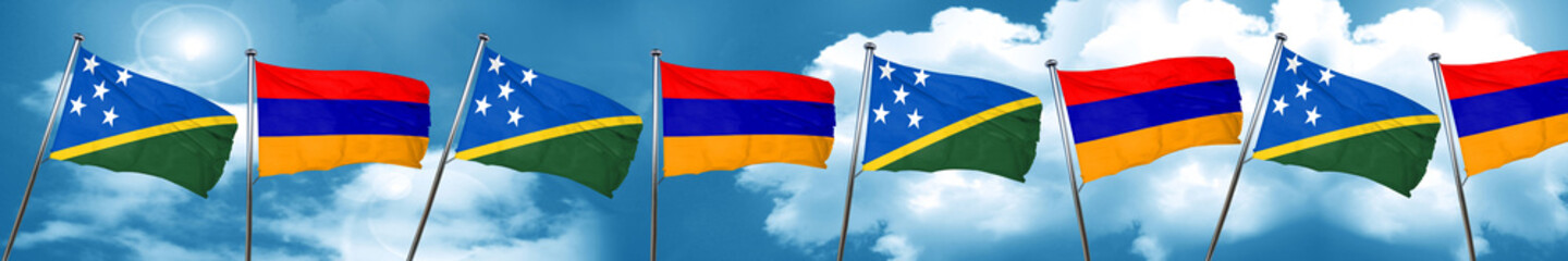 Solomon islands flag with Armenia flag, 3D rendering