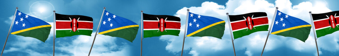 Solomon islands flag with Kenya flag, 3D rendering