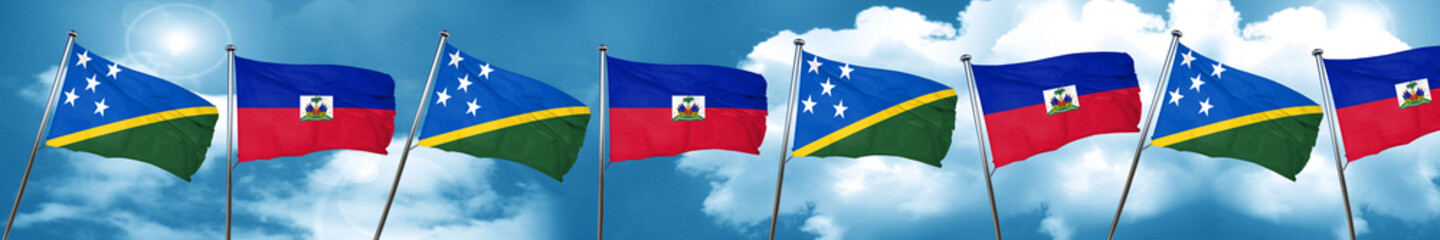 Solomon islands flag with Haiti flag, 3D rendering