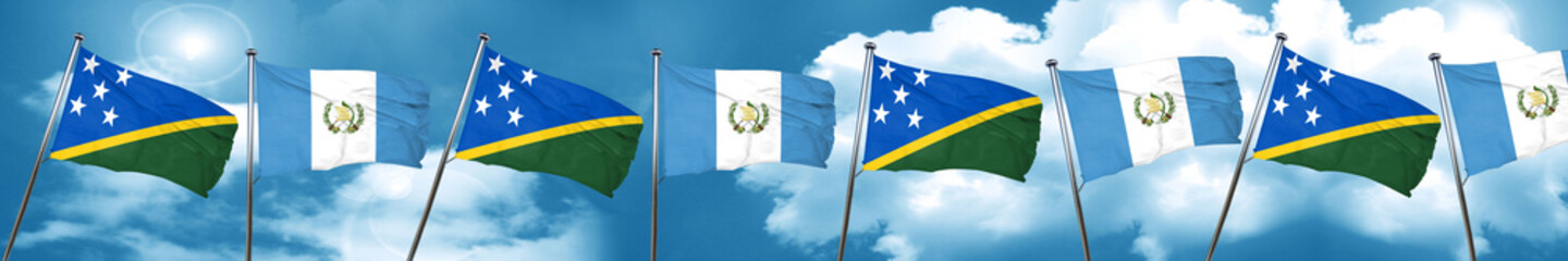 Solomon islands flag with Guatemala flag, 3D rendering