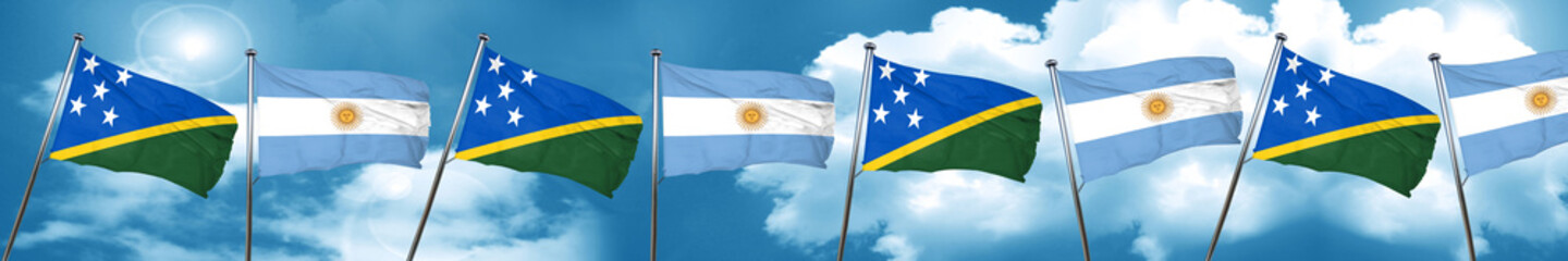 Solomon islands flag with Argentine flag, 3D rendering