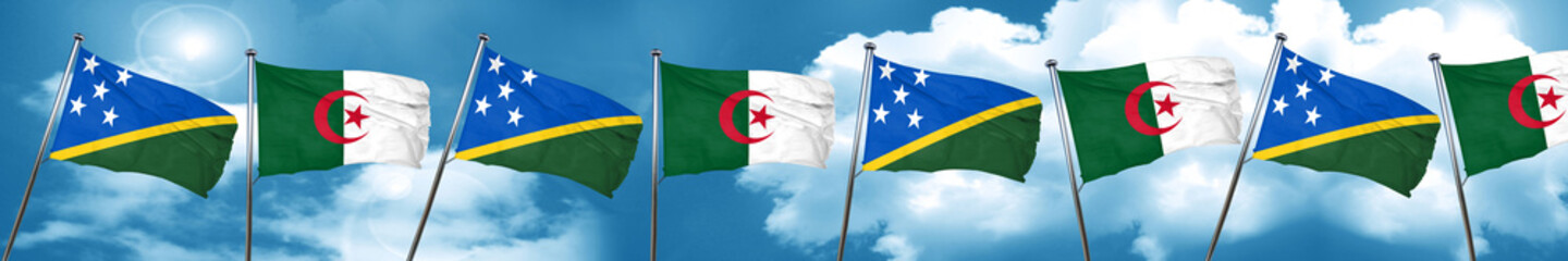 Solomon islands flag with Algeria flag, 3D rendering