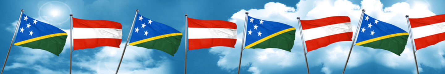 Solomon islands flag with Austria flag, 3D rendering