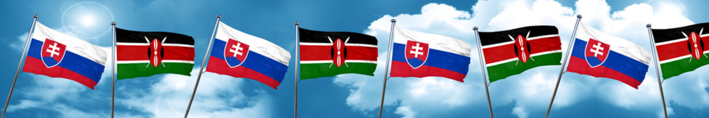 Slovakia flag with Kenya flag, 3D rendering