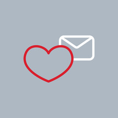 happy valentine's day heart with envelope