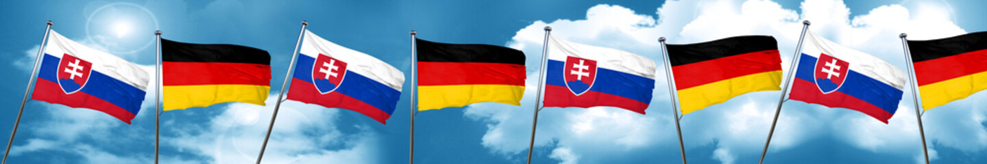 Slovakia flag with Germany flag, 3D rendering