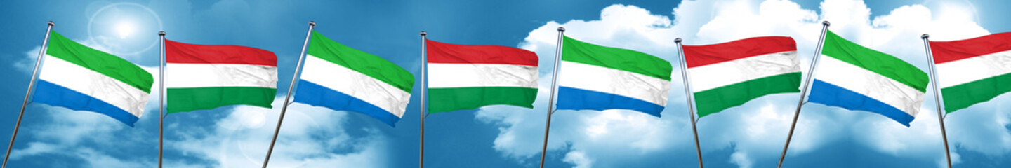 Fototapeta na wymiar Sierra Leone flag with Hungary flag, 3D rendering