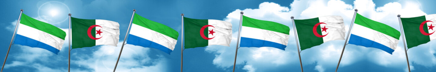 Sierra Leone flag with Algeria flag, 3D rendering
