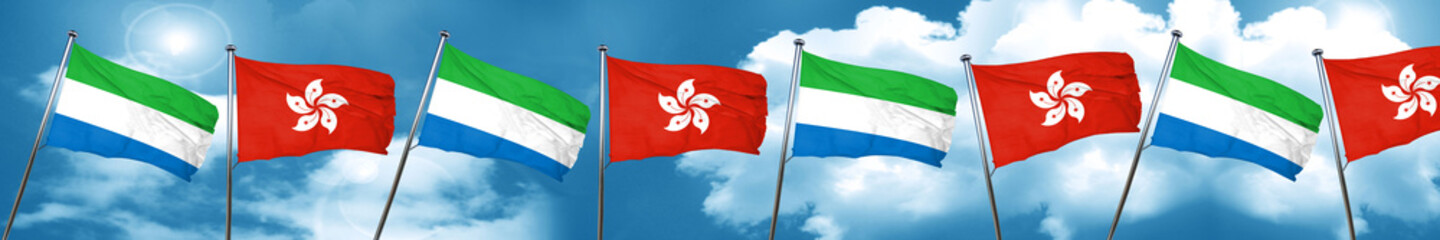 Sierra Leone flag with Hong Kong flag, 3D rendering