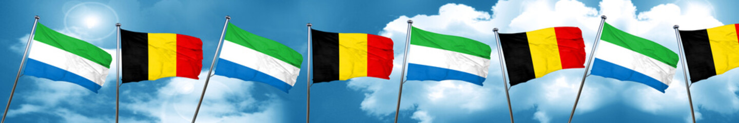 Sierra Leone flag with Belgium flag, 3D rendering