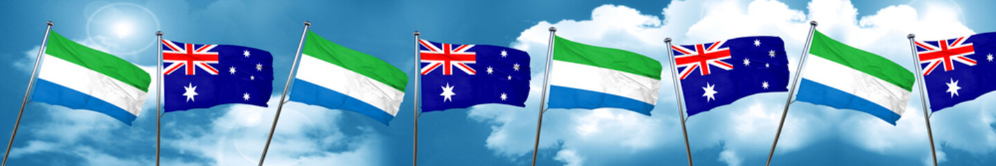 Sierra Leone flag with Australia flag, 3D rendering