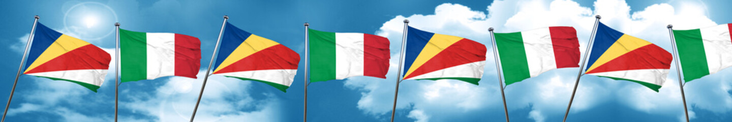 seychelles flag with Italy flag, 3D rendering