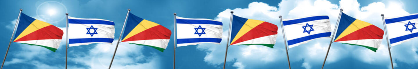 seychelles flag with Israel flag, 3D rendering