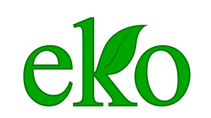 green word eko with green leaf on the white background