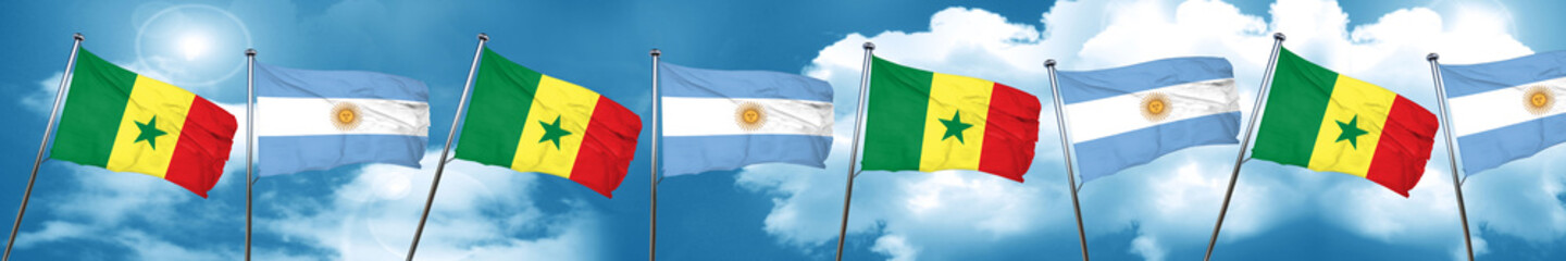 Senegal flag with Argentine flag, 3D rendering
