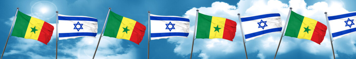 Senegal flag with Israel flag, 3D rendering