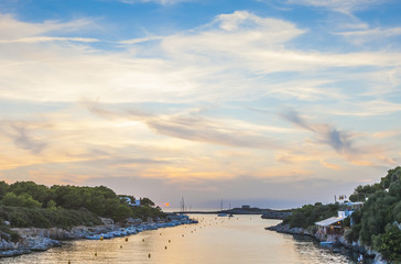 Sunset at Cala Santandria, south of ciudadela, Minorca, Mernoca,