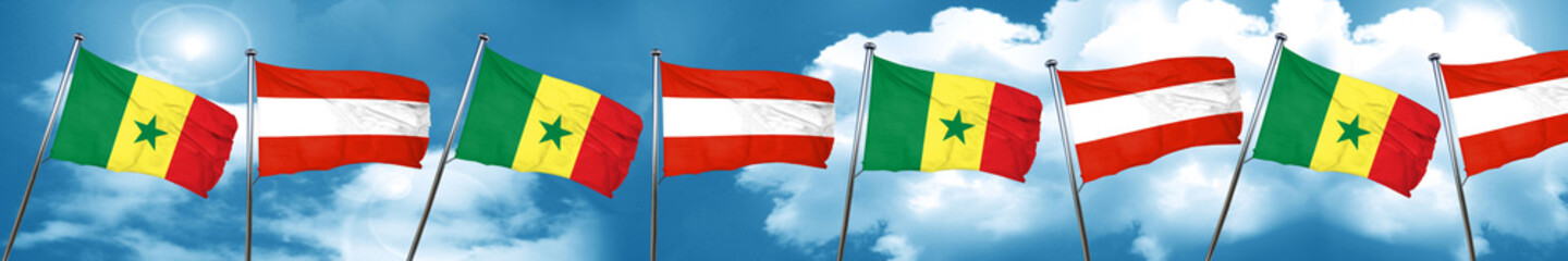 Senegal flag with Austria flag, 3D rendering