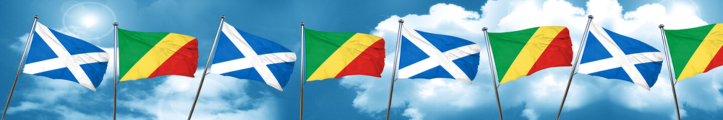 scotland flag with congo flag, 3D rendering