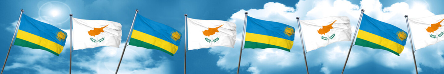 Rwanda flag with Cyprus flag, 3D rendering