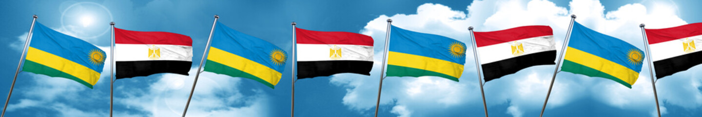 Rwanda flag with egypt flag, 3D rendering