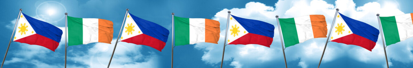 Philippines flag with Ireland flag, 3D rendering